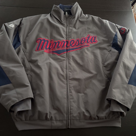 Mens Majestic ThermaBase Gray Minnesota Twins Baseball Jacket Large - Picture 1 of 8
